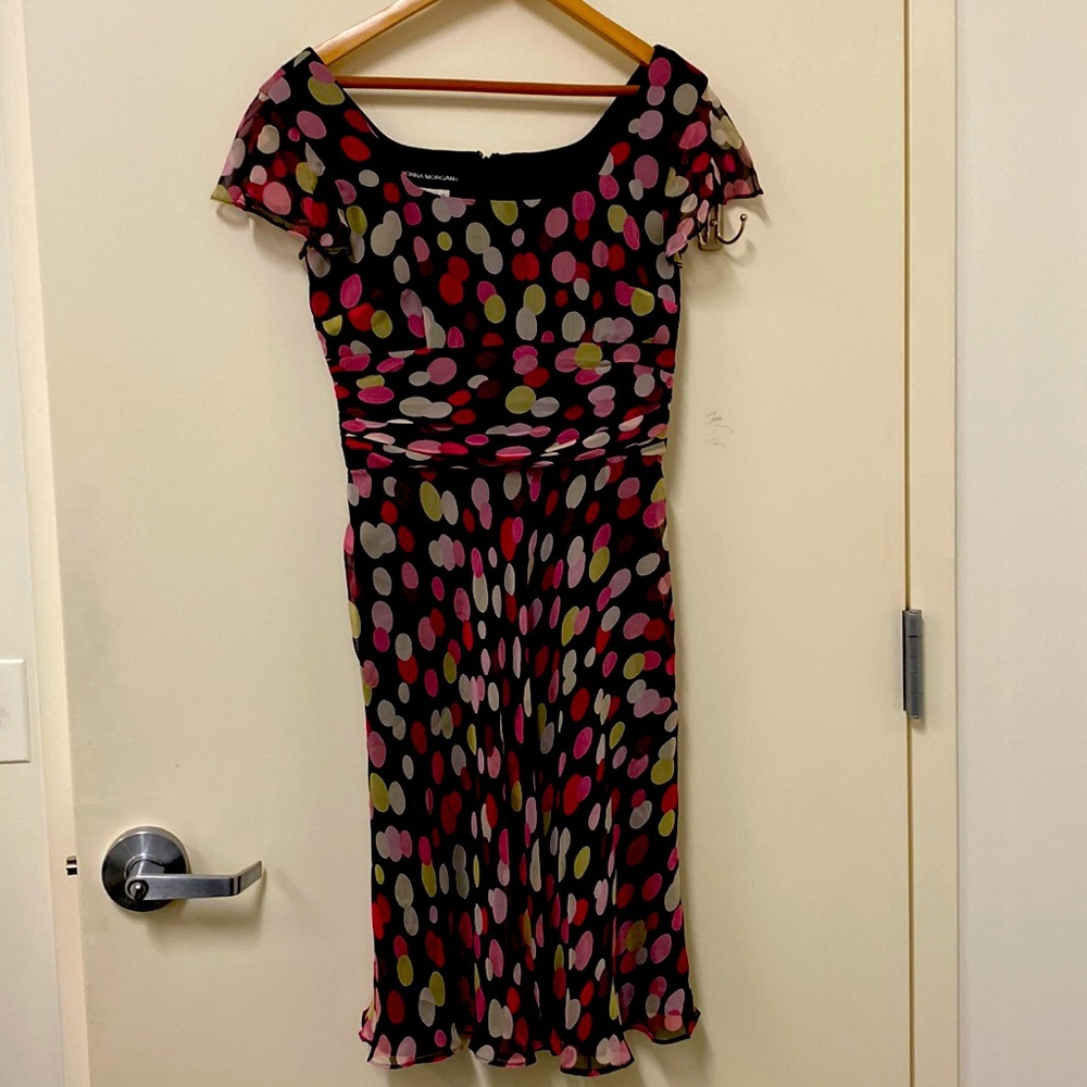 Donna Morgan- 100% silk polka a dot dress- size 4
